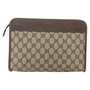 GUCCI GG Supreme Web Sherry Line Old Clutch PVC Beige 014 113 6063 Auth am10356-2