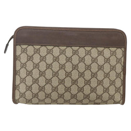 GUCCI GG Supreme Web Sherry Line Old Clutch PVC Beige 014 113 6063 Auth am10356 - 0