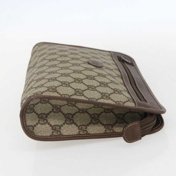 GUCCI GG Supreme Web Sherry Line Old Clutch PVC Beige 014 113 6063 Auth am10356