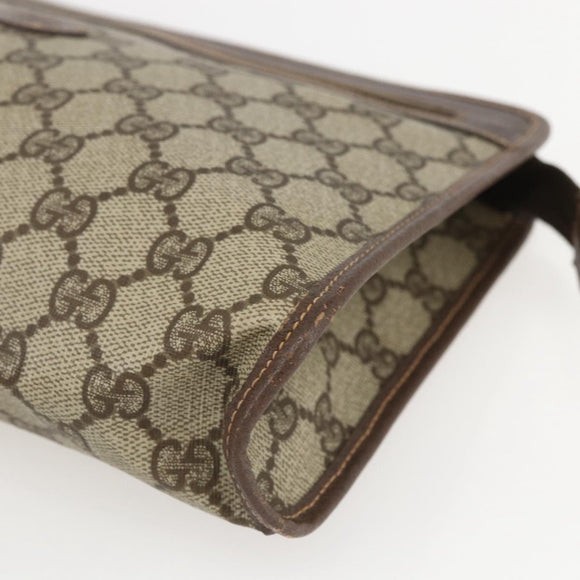GUCCI GG Supreme Web Sherry Line Old Clutch PVC Beige 014 113 6063 Auth am10356