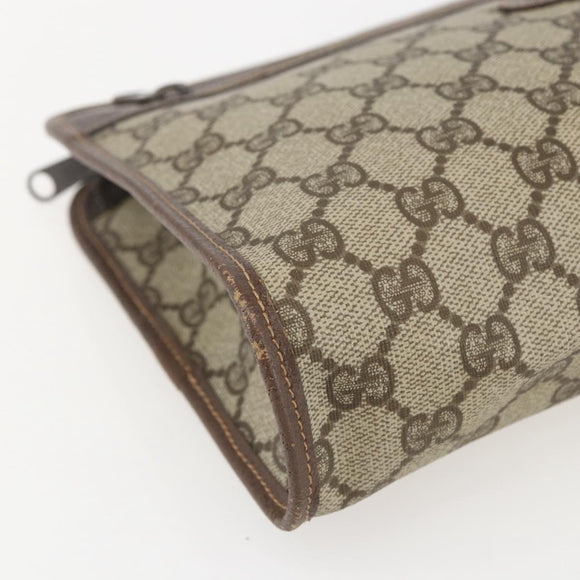 GUCCI GG Supreme Web Sherry Line Old Clutch PVC Beige 014 113 6063 Auth am10356