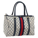 GUCCI GG Supreme Sherry Line Mini Boston Bag PVC Navy Gold Auth am10364-1