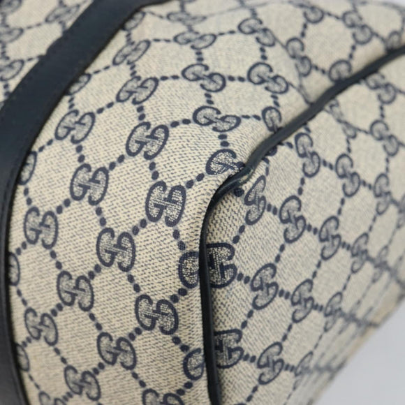 GUCCI GG Supreme Sherry Line Mini Boston Bag PVC Navy Gold Auth am10364