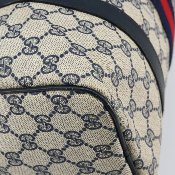 GUCCI GG Supreme Sherry Line Mini Boston Bag PVC Navy Gold Auth am10364