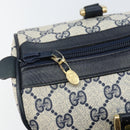 GUCCI GG Supreme Sherry Line Mini Boston Bag PVC Navy Gold Auth am10364-9