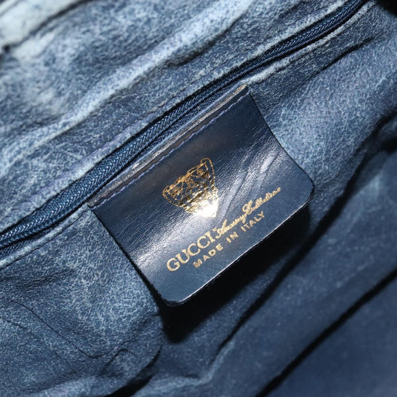 GUCCI GG Supreme Sherry Line Mini Boston Bag PVC Navy Gold Auth am10364