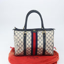 GUCCI GG Supreme Sherry Line Mini Boston Bag PVC Navy Gold Auth am10364-24