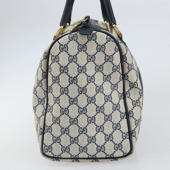 GUCCI GG Supreme Sherry Line Mini Boston Bag PVC Navy Gold Auth am10364
