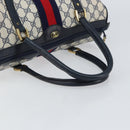 GUCCI GG Supreme Sherry Line Mini Boston Bag PVC Navy Gold Auth am10364-7
