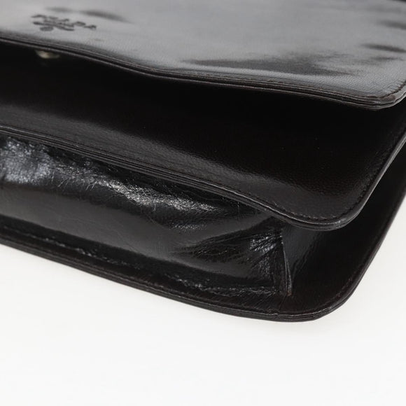 PRADA Chain Shoulder Bag Leather plastic Dark Brown Auth am10365V