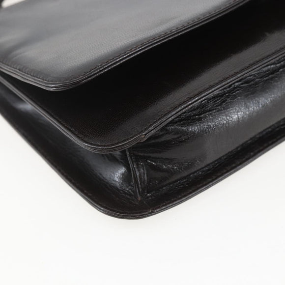 PRADA Chain Shoulder Bag Leather plastic Dark Brown Auth am10365V