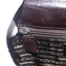 PRADA Chain Shoulder Bag Leather plastic Dark Brown Auth am10365V-18