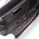 PRADA Chain Shoulder Bag Leather plastic Dark Brown Auth am10365V-11