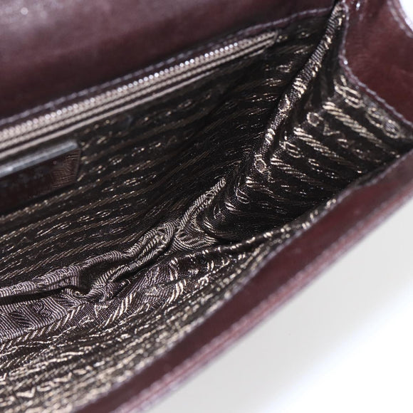 PRADA Chain Shoulder Bag Leather plastic Dark Brown Auth am10365V