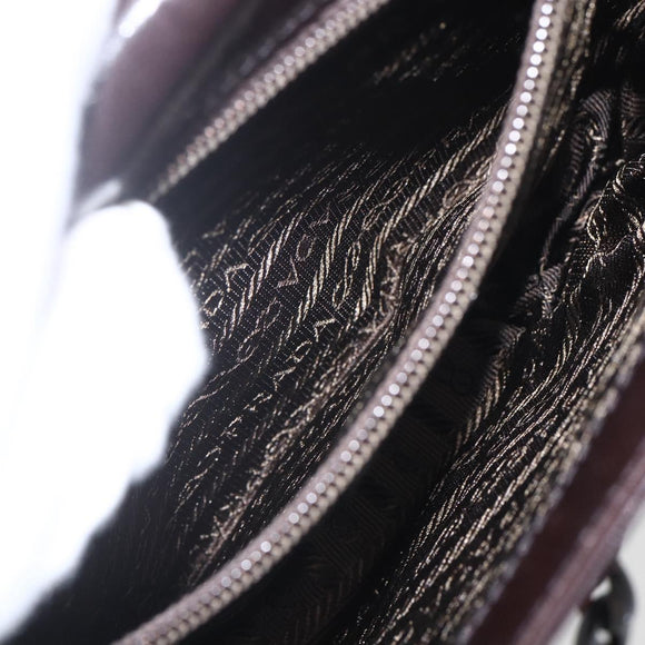 PRADA Chain Shoulder Bag Leather plastic Dark Brown Auth am10365V