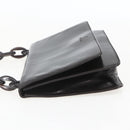 PRADA Chain Shoulder Bag Leather plastic Dark Brown Auth am10365V-3