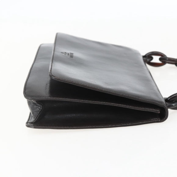 PRADA Chain Shoulder Bag Leather plastic Dark Brown Auth am10365V