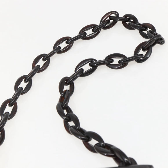 PRADA Chain Shoulder Bag Leather plastic Dark Brown Auth am10365V