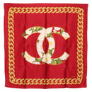CHANEL Scarf Silk Red CC Auth am10367V-1