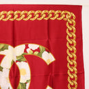 CHANEL Scarf Silk Red CC Auth am10367V-4