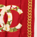 CHANEL Scarf Silk Red CC Auth am10367V-7