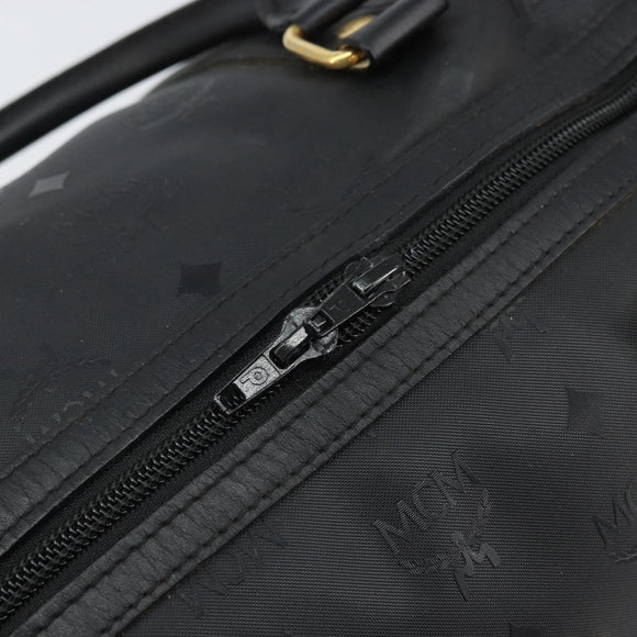 MCM Logogram Vicetos Mini Boston Bag PVC Black Gold Auth am10417