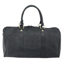 MCM Logogram Vicetos Mini Boston Bag PVC Black Gold Auth am10417-2