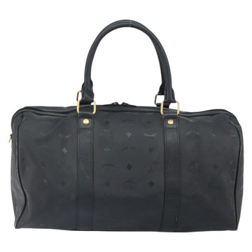 MCM Logogram Vicetos Mini Boston Bag PVC Black Gold Auth am10417 - 0