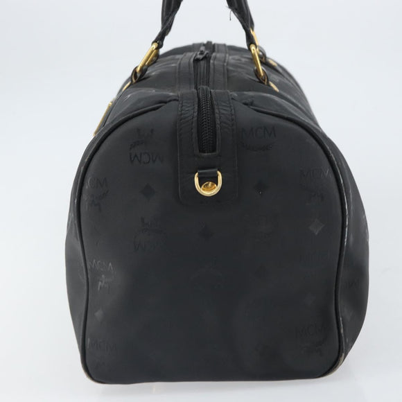 MCM Logogram Vicetos Mini Boston Bag PVC Black Gold Auth am10417