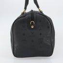 MCM Logogram Vicetos Mini Boston Bag PVC Black Gold Auth am10417-4