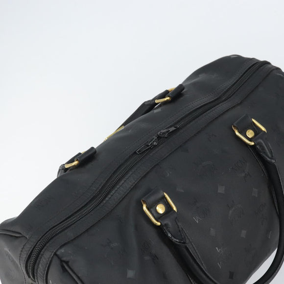 MCM Logogram Vicetos Mini Boston Bag PVC Black Gold Auth am10417