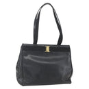 Salvatore Ferragamo Vala Tote Bag Leather Black Gold Auth am10419-1