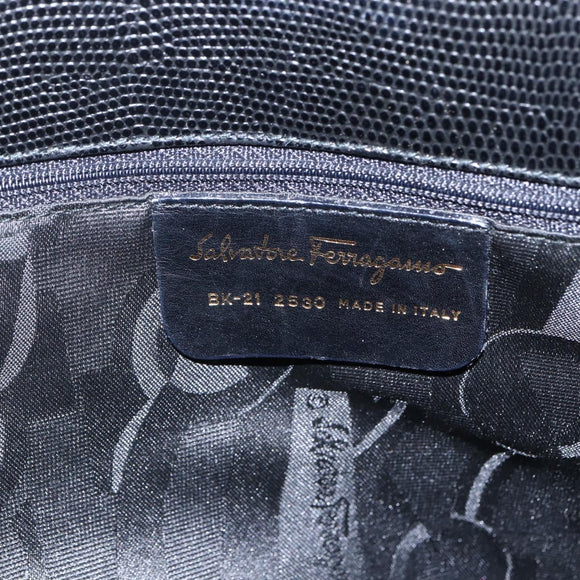Salvatore Ferragamo Vala Tote Bag Leather Black Gold Auth am10419
