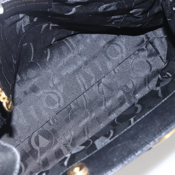 Salvatore Ferragamo Vala Tote Bag Leather Black Gold Auth am10419