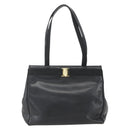 Salvatore Ferragamo Vala Tote Bag Leather Black Gold Auth am10419-13