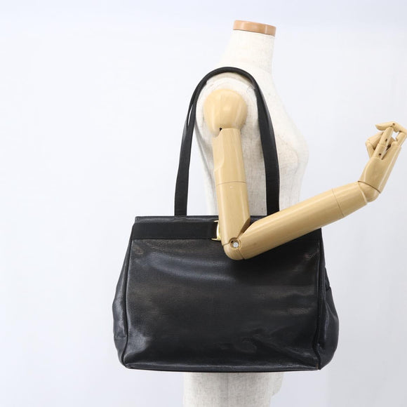 Salvatore Ferragamo Vala Tote Bag Leather Black Gold Auth am10419