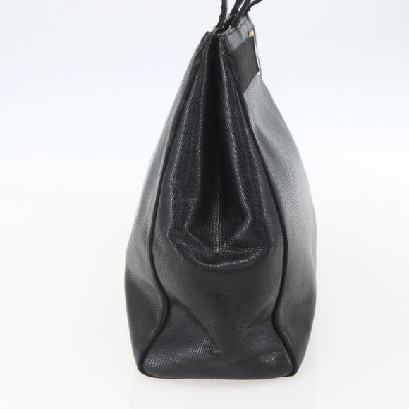 Salvatore Ferragamo Vala Tote Bag Leather Black Gold Auth am10419