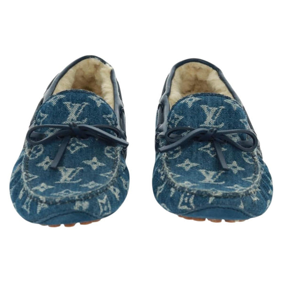 LOUIS VUITTON Arizona Line Moccasin Loafers Denim shoes 6 1/2 Blue Auth am10436V