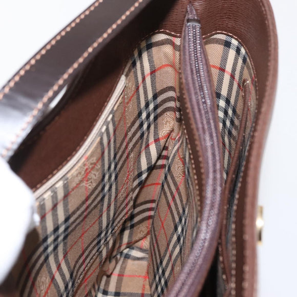 BURBERRY Shoulder Bag Leather Brown Gold Auth am10439