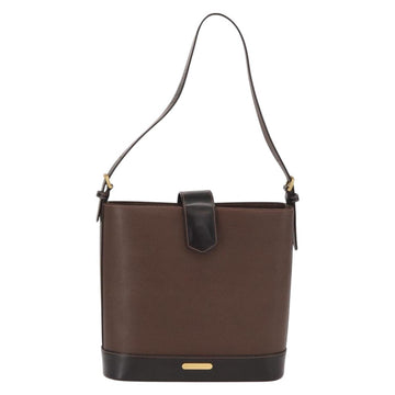 BURBERRY Shoulder Bag Leather Brown Gold Auth am10439 - 0