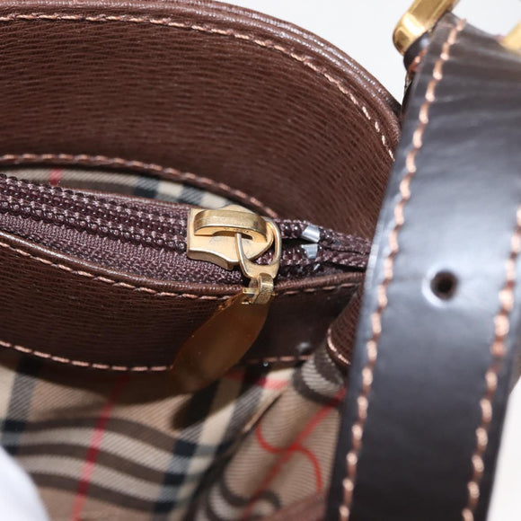 BURBERRY Shoulder Bag Leather Brown Gold Auth am10439