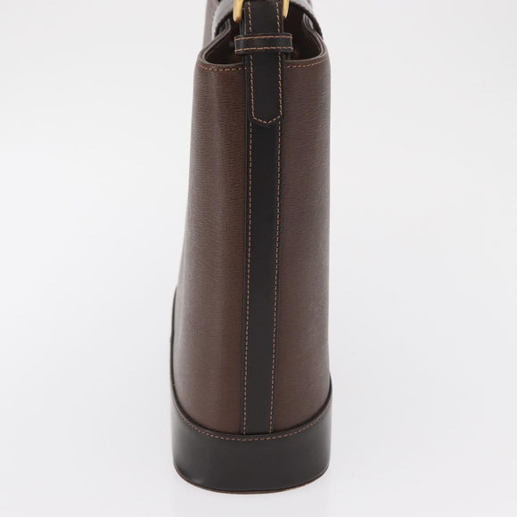 BURBERRY Shoulder Bag Leather Brown Gold Auth am10439