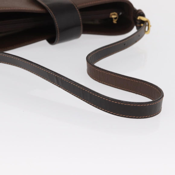 BURBERRY Shoulder Bag Leather Brown Gold Auth am10439