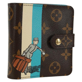 LOUIS VUITTON Monogram Groom Compact Zip Wallet Blue M60036 LV Auth am10440V