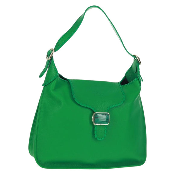 LOEWE Granada Shoulder Bag Leather Gold Green Auth am10441V