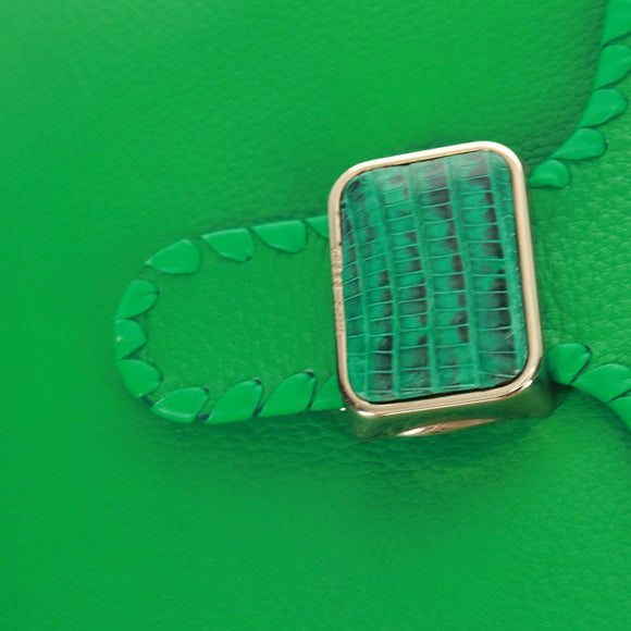 LOEWE Granada Shoulder Bag Leather Gold Green Auth am10441V