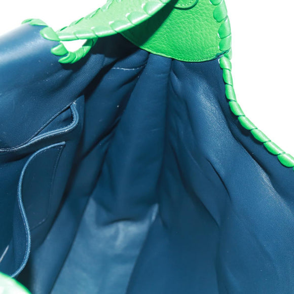 LOEWE Granada Shoulder Bag Leather Gold Green Auth am10441V