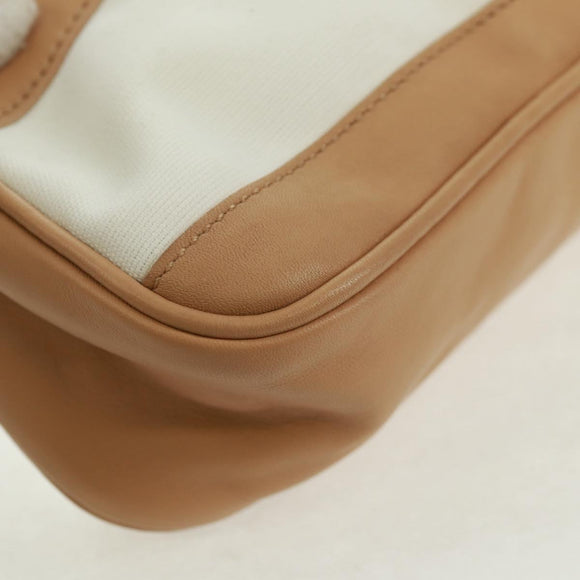 GUCCI Accessoiretas Canvas Leer Beige Zilver 92820 Auth am10445V