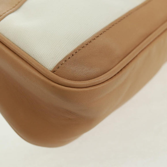 GUCCI Accessoiretas Canvas Leer Beige Zilver 92820 Auth am10445V