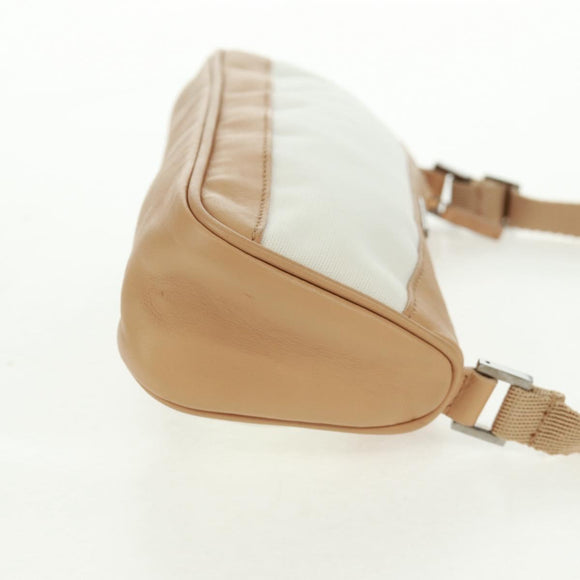 GUCCI Accessory Pouch Canvas Leather Beige Silver 92820 Auth am10445V